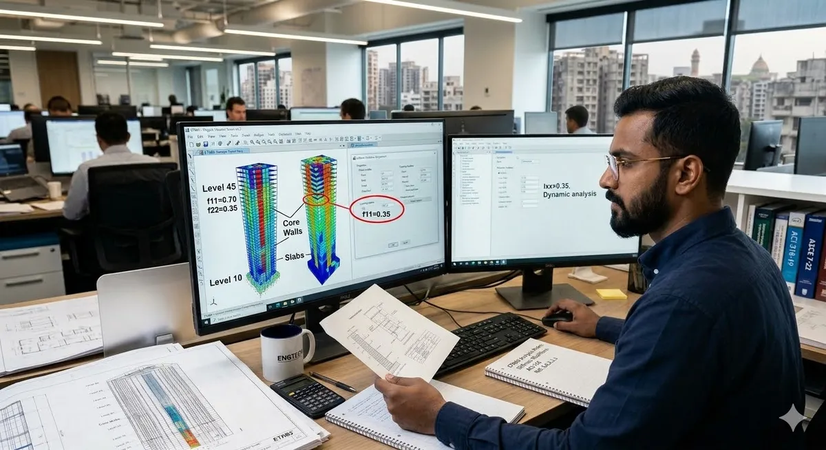 Key Mistakes Engineers Make When Assigning Stiffness Modifiers in High-Rise ETABS Models
